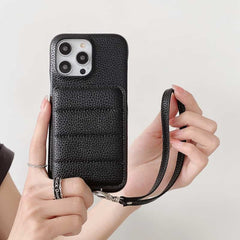 Down Jacket Wallet Card Holder Phone Case with Lanyard for iPhone 11 Series Down Jacket Wallet Card Holder Phone Case with Lanyard for iPhone 11 Series