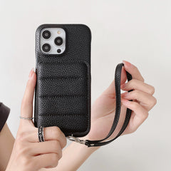 Down Jacket Wallet Card Holder Phone Case with Lanyard for iPhone 11 Series Down Jacket Wallet Card Holder Phone Case with Lanyard for iPhone 11 Series