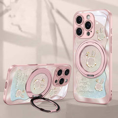 Rose Pink Wavy Shell Texture Rabbit Magsafe (Magnetic) Stand Phone Case for iPhone 12 Series Rose Pink Wavy Shell Texture Rabbit Magsafe (Magnetic) Stand Phone Case for iPhone 12 Series