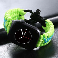 Dual-Color Nylon Double Braided Watch Band with Black Steel Buckle