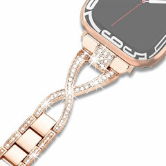 Adjustable Chain Length X-Shaped Faux Diamond Inlaid Watch Band