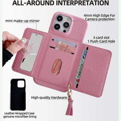 Wallet Phone Case with Lanyard and Mirror for iPhone 13 Series