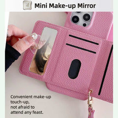 Wallet Phone Case with Lanyard and Mirror for iPhone 11 Series