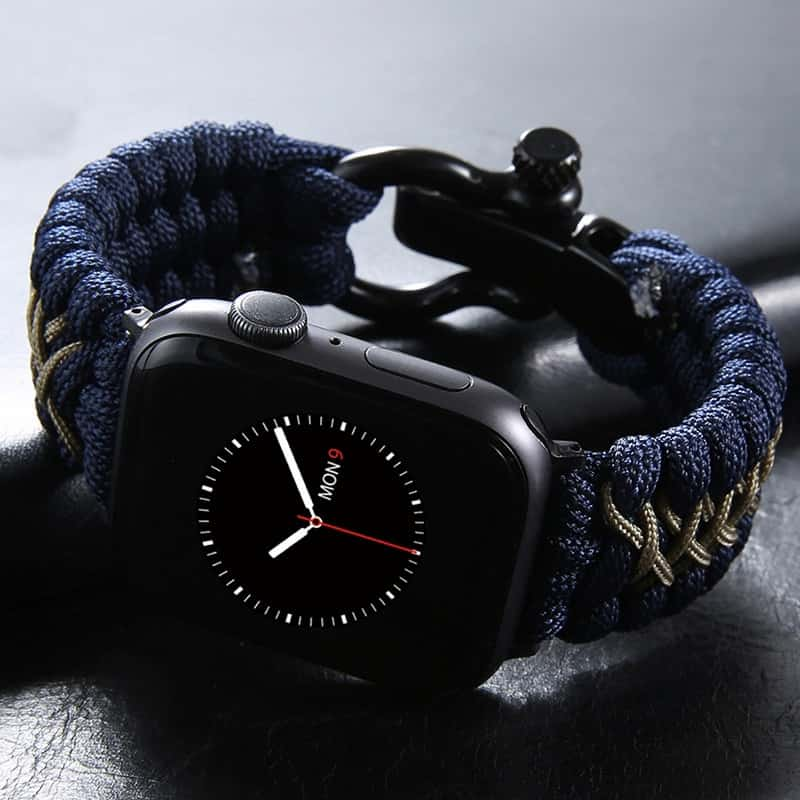 Dual-Color Nylon Double Braided Watch Band with Black Steel Buckle