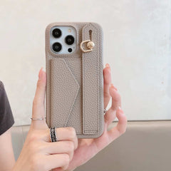 Wallet Card Holder Phone Case with Wrist Strap for iPhone 16 Series