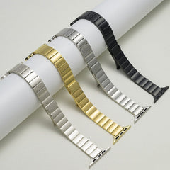 Bamboo-Style Stainless Steel Strap with Folding Clasp