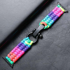 Dual-Color Nylon Double Braided Watch Band with Black Steel Buckle