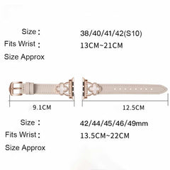 Four Leaf Clover Clover Diamond-Studded Leather Watch Band