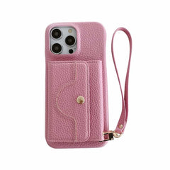 Wallet Phone Case with Lanyard and Mirror for iPhone 12 Series