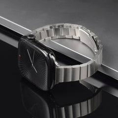 Bamboo-Style Stainless Steel Strap with Folding Clasp